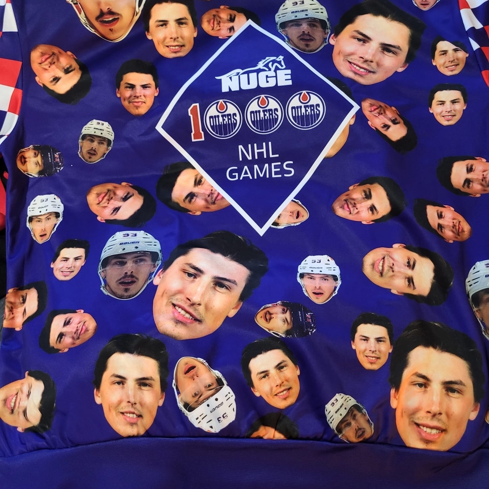 NUGE NHL Games Edmonton Oilers Purple Face Print Jersey